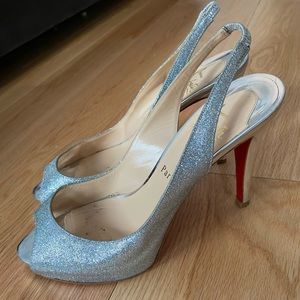 Christian Louboutin Glitter Prive Slingback Pumps (size 39)— Worn Once!!